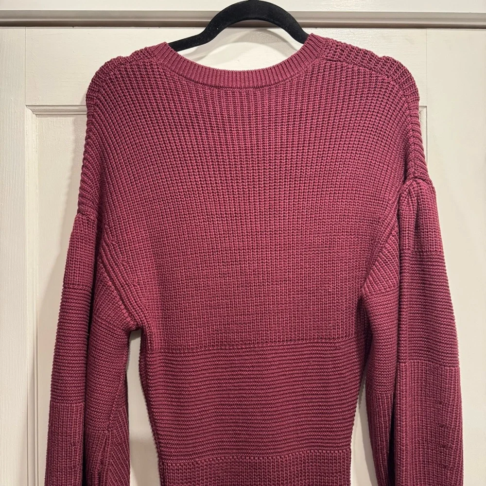 Staud Merlot Carnation Sweater‎ Knit Midi Dress Large Burgundy Designer Cozy - Picture 11 of 16